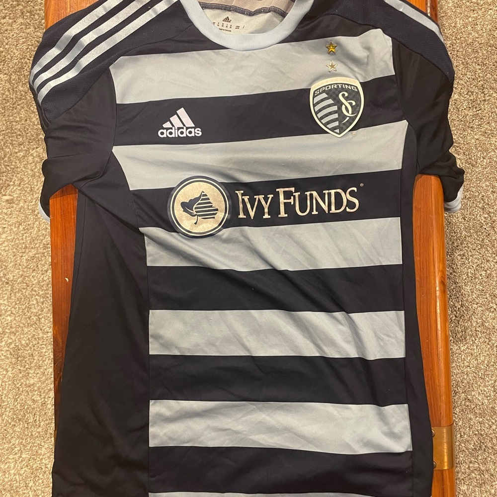 Adidas Black and Gray Soccer Jersey with Team Crest